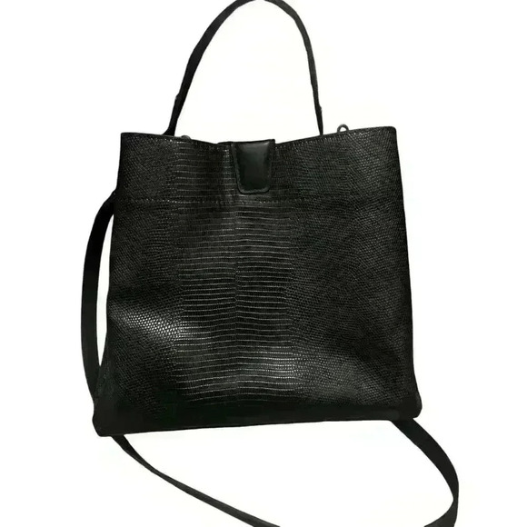 Jen & Co Tati Lizard Black Satchel Vegan Adjustable And Detachable Strap. - Picture 3 of 5